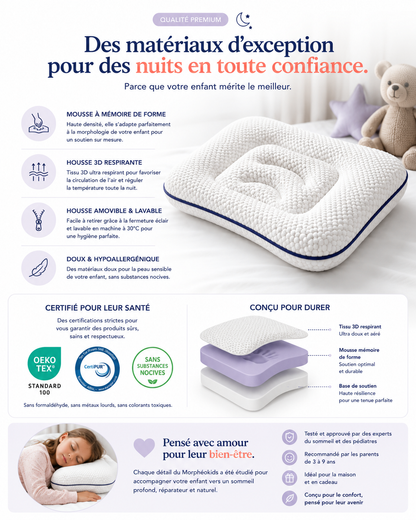 Oreiller ergonomique Morphéokids — 3-9 ans