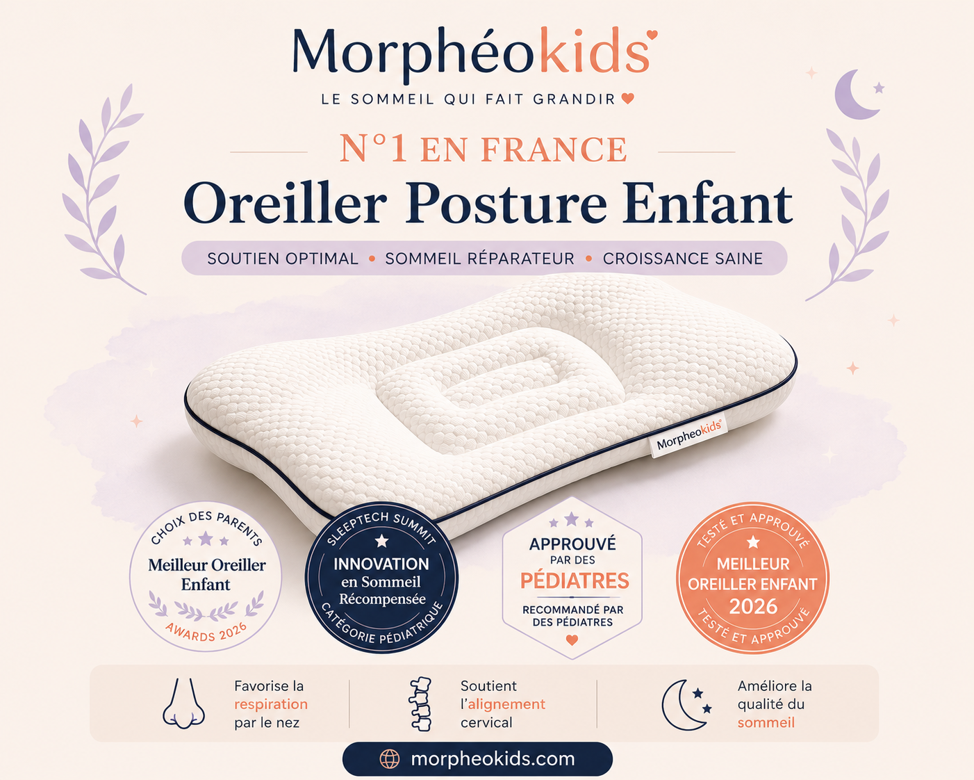 Oreiller ergonomique Morphéokids — 3-9 ans