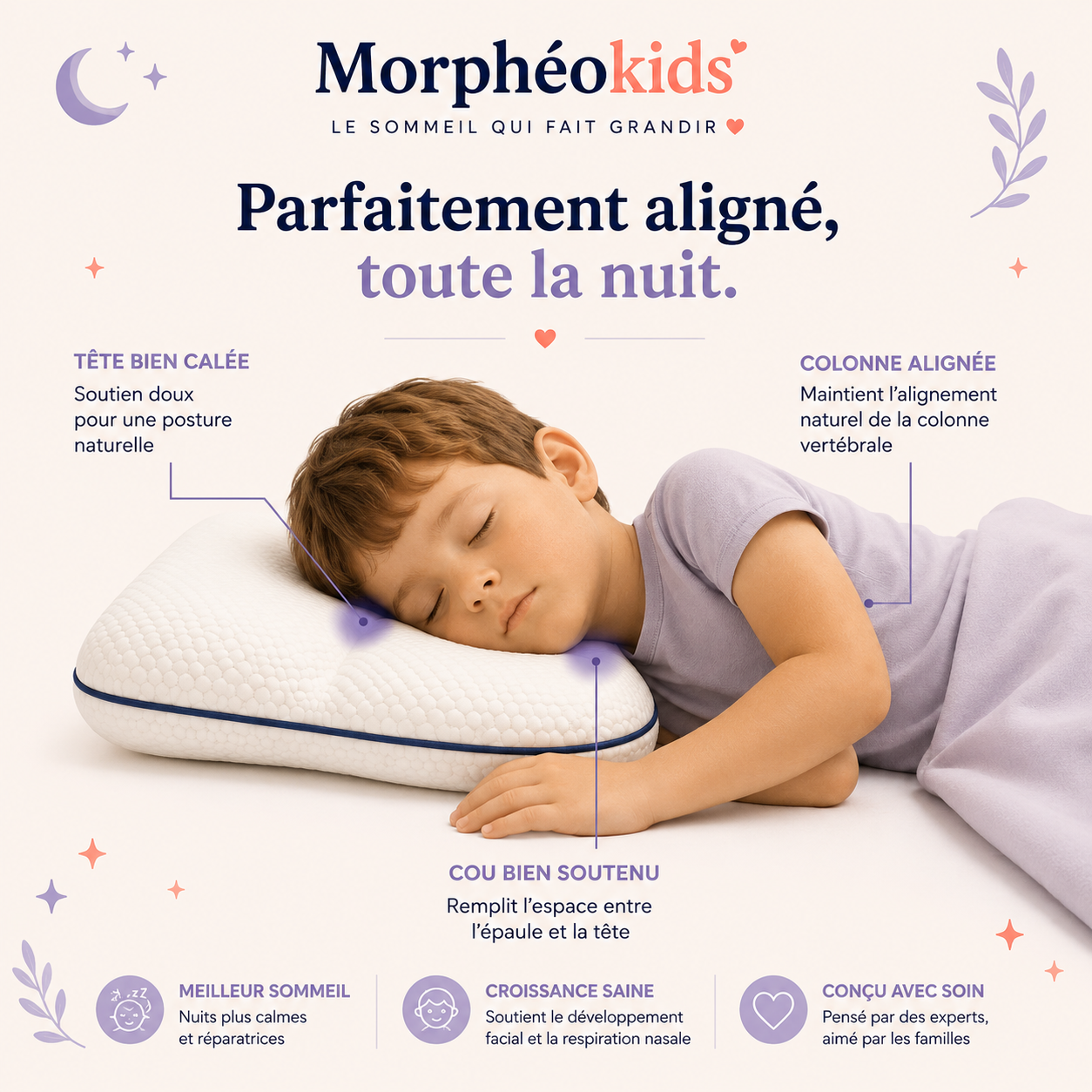 Oreiller ergonomique Morphéokids — 3-9 ans